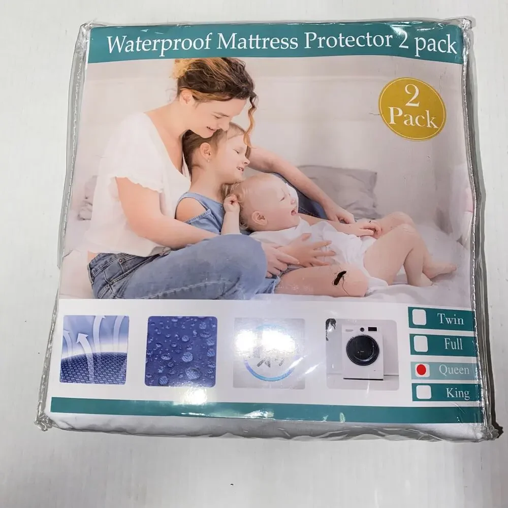 New QUEEN 2 Pack Waterproof Mattress Protector Mattress Protector Cover Pad